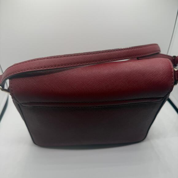 Kate Spade New York Crossbody Bag Burgundy Leather Purse Flap Shoulder Bag - Picture 6 of 14